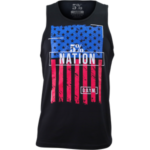 5% Nation Flag Black Tank Top with Stars & Stripes