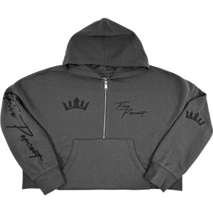 Five Percent Crown, Women's Cropped Gray Hoodie
