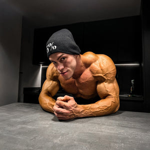 5% Black Beanie with White Lettering