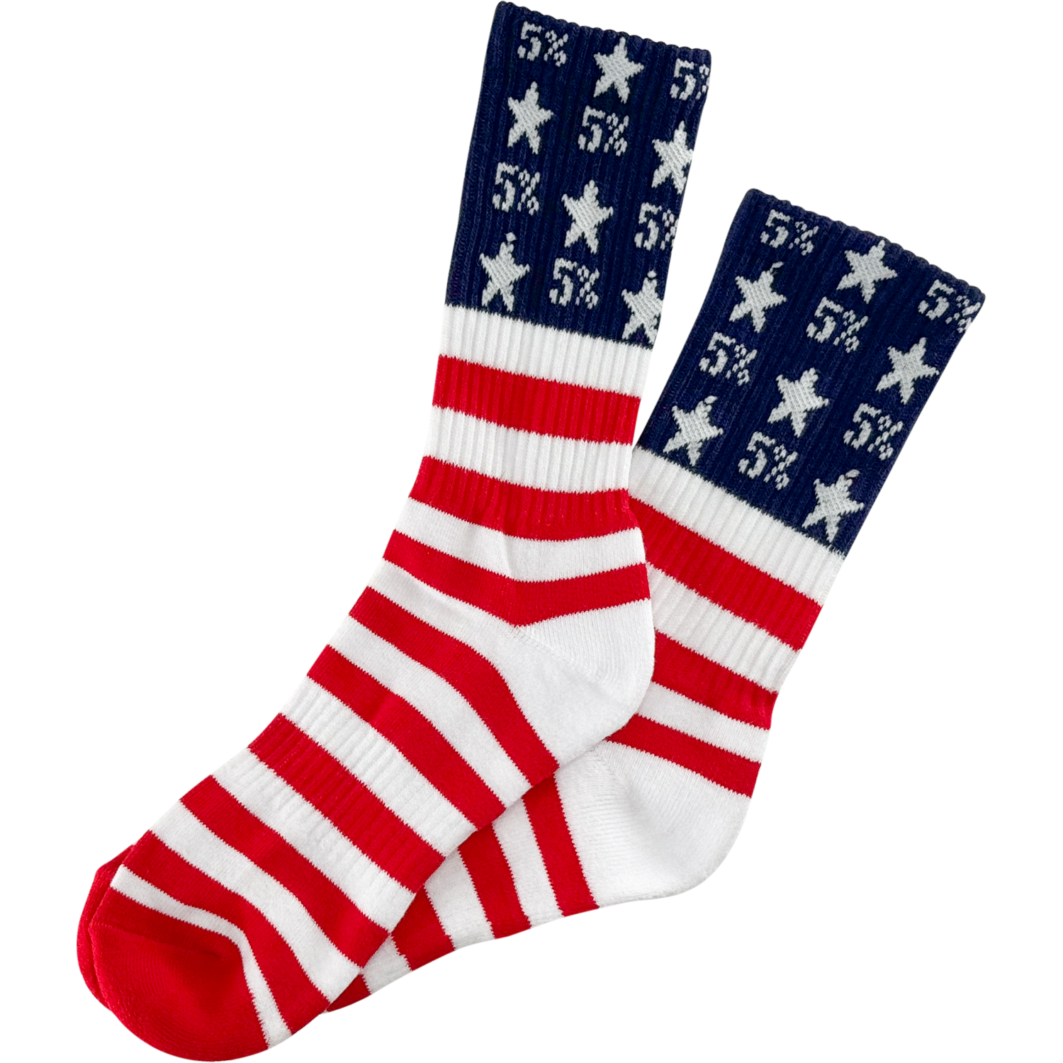 5% Red, White & Blue Crew Socks