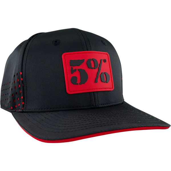 5% Rubber Patch, Black Hat with Red Lettering