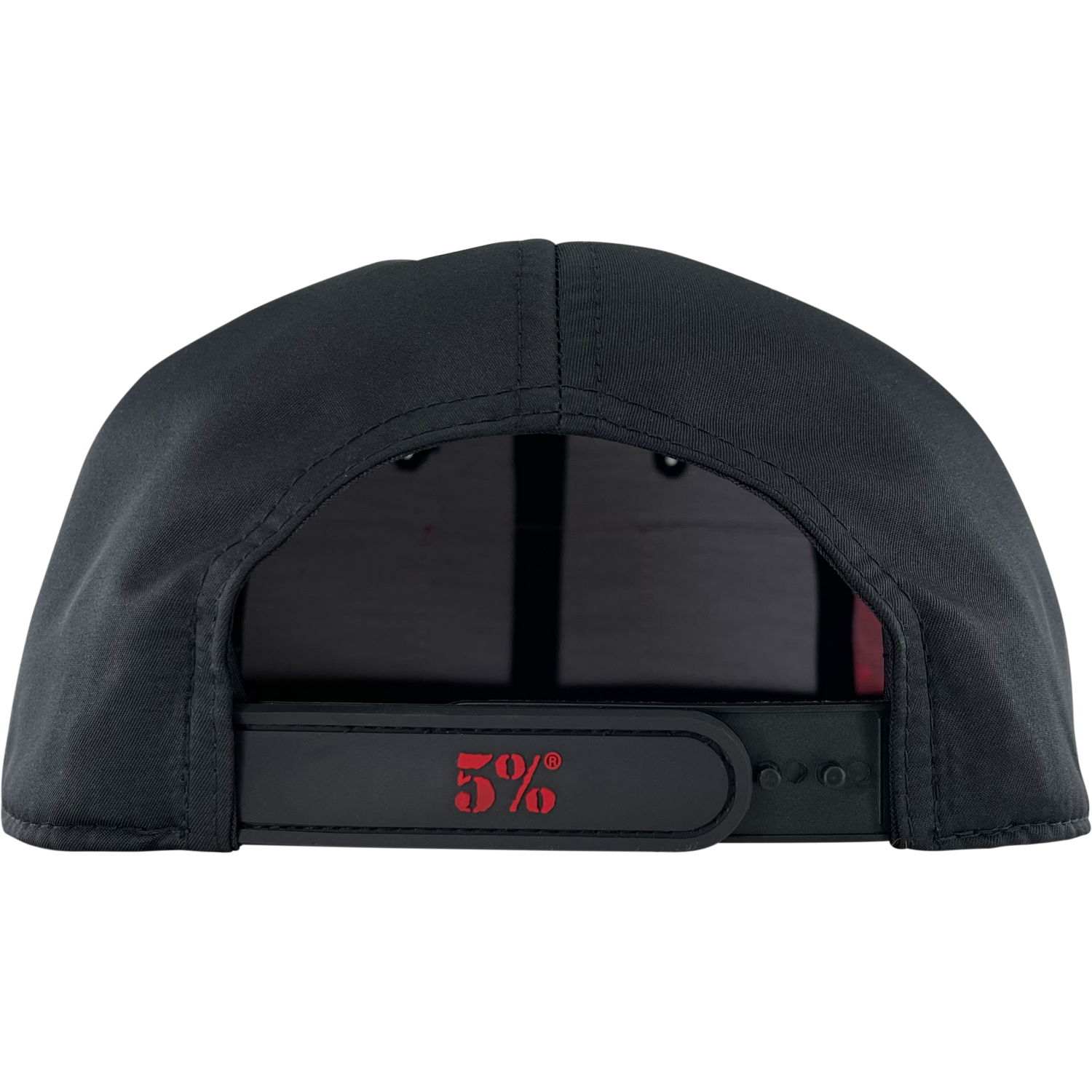 5% Rubber Patch, Black Hat with Red Lettering