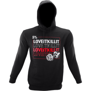 Love It, Kill It Dumbbell, Black Pullover Hoodie - 5% Nutrition