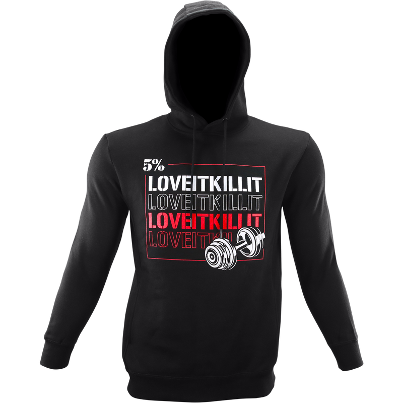 Love It, Kill It Dumbbell, Black Pullover Hoodie