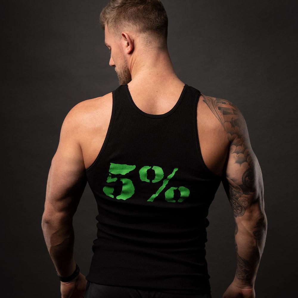 5% Love It Kill It, Black Ribbed Tank Top with Green Lettering - 5% Nutrition