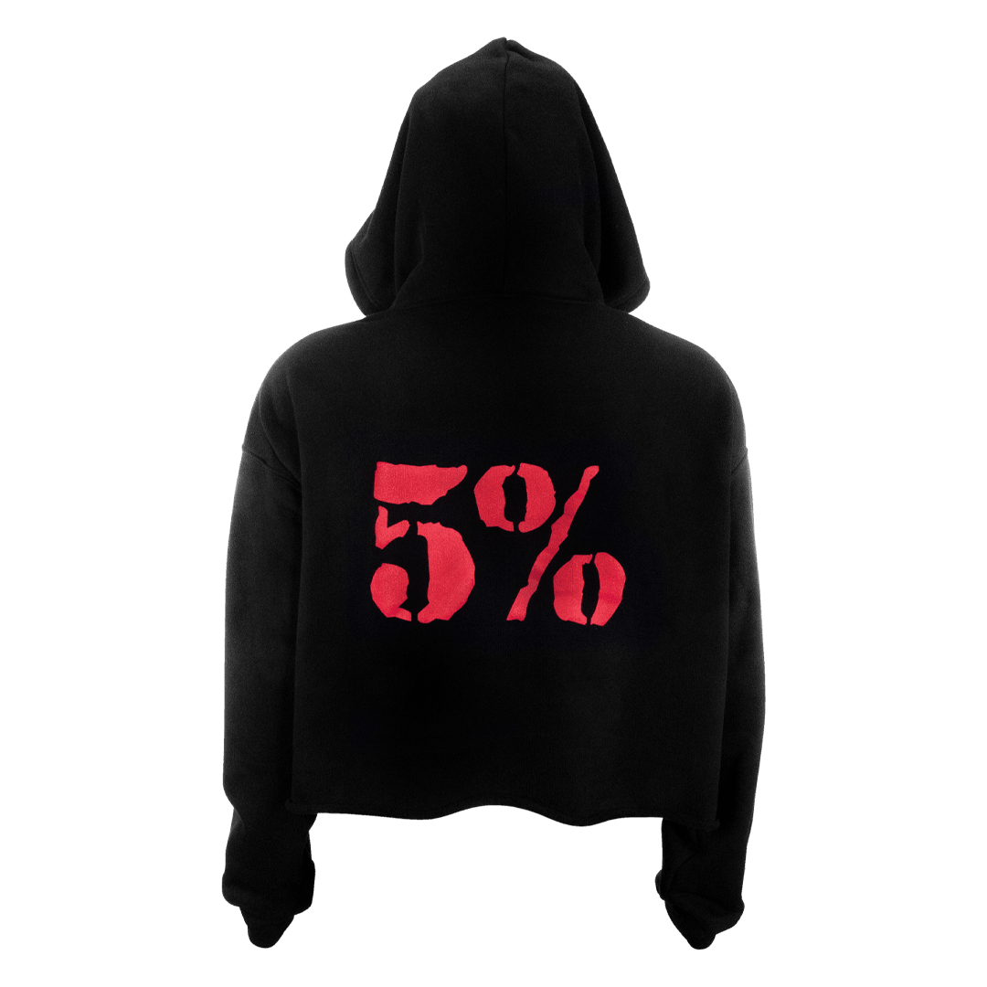 Love It Kill It, Women's Cropped Black Hoodie with Red Lettering - 5% Nutrition