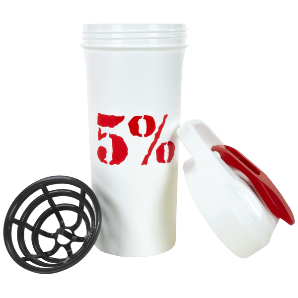 5% 20oz Shaker Cup (White/Red) - 5% Nutrition