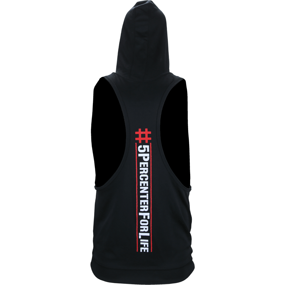 5% Black Stringer Hoodie with Red Lettering - 5% Nutrition