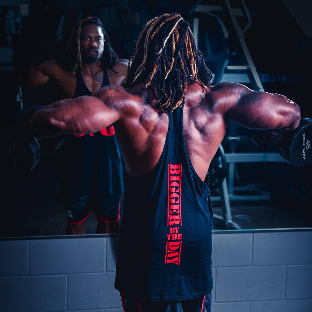 5%, Black Stringer Tank with Red Lettering - 5% Nutrition