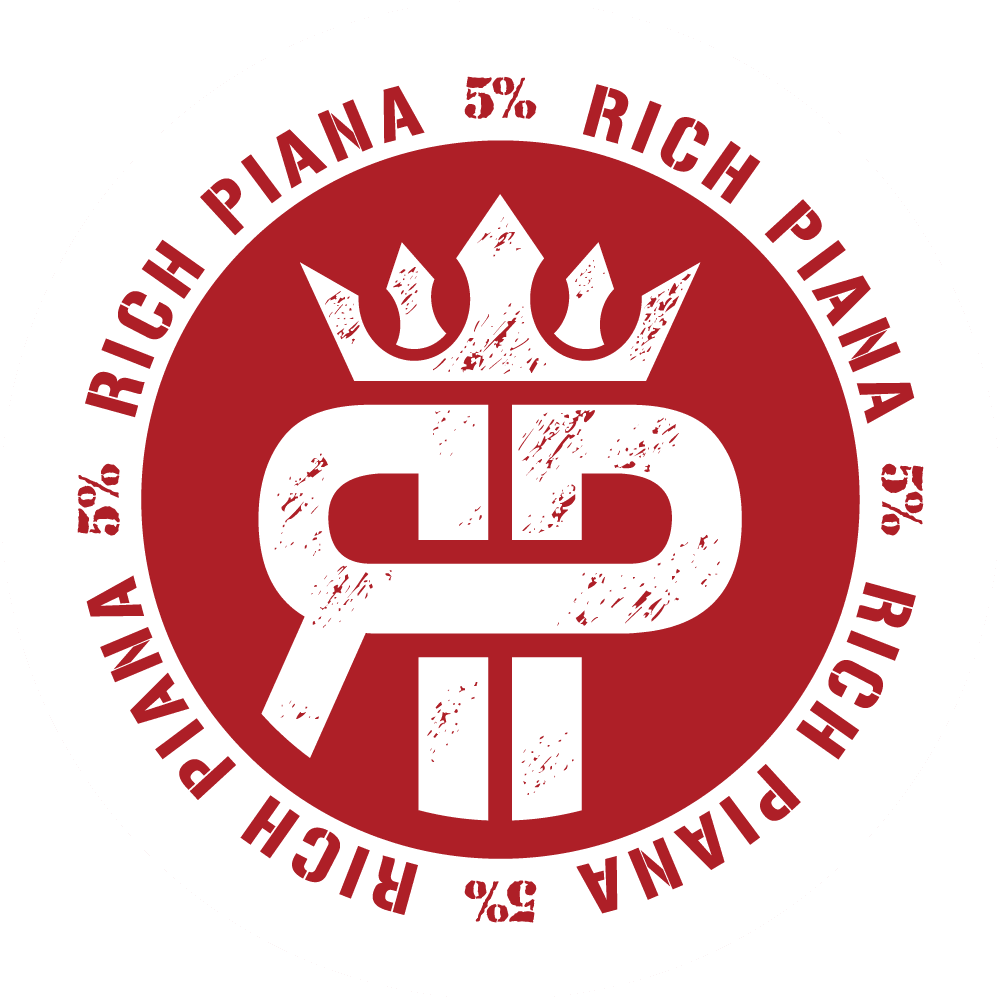 5% Brand Decal with RP Crown & Rich Piana Border | 4-Inch Round (Red) - 5% Nutrition