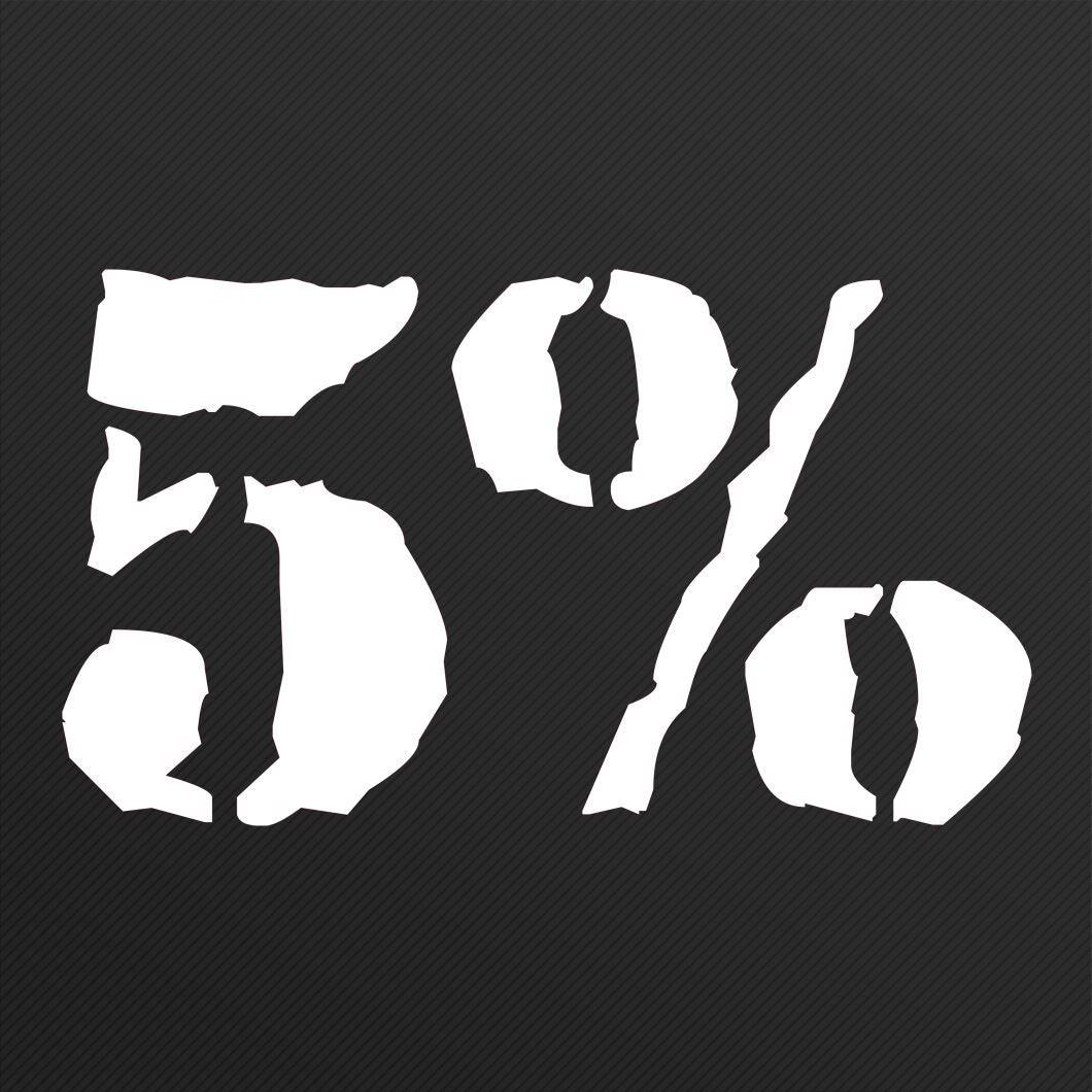 5% Brand Vinyl Decal | 12-Inch Square (Red or White) - 5% Nutrition