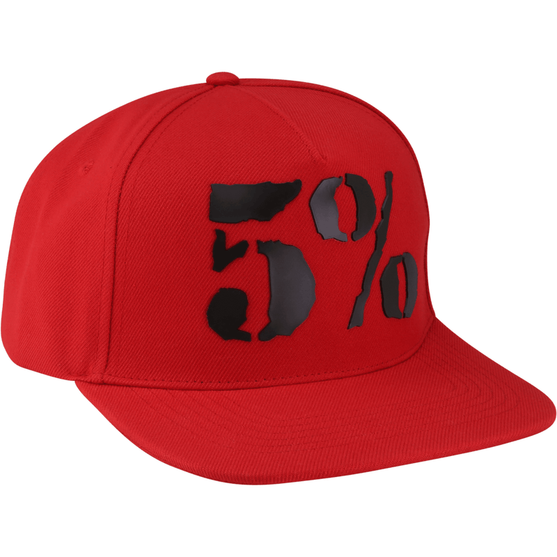 5% Rubber Logo, Black on Red Hat