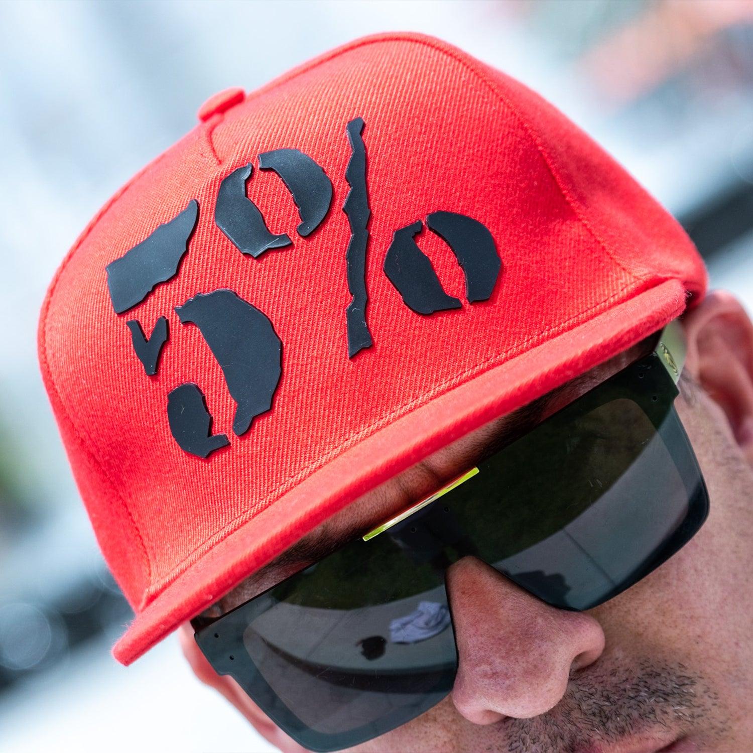 5% Rubber Logo, Red Hat with Black Lettering - 5% Nutrition