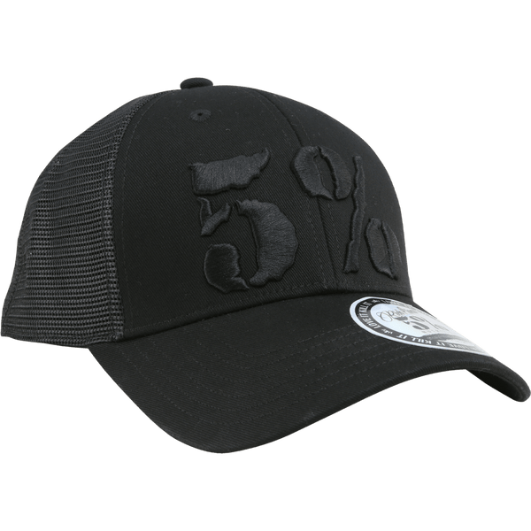 5% Trucker Hat, Black Hat with Black Lettering - 5% Nutrition