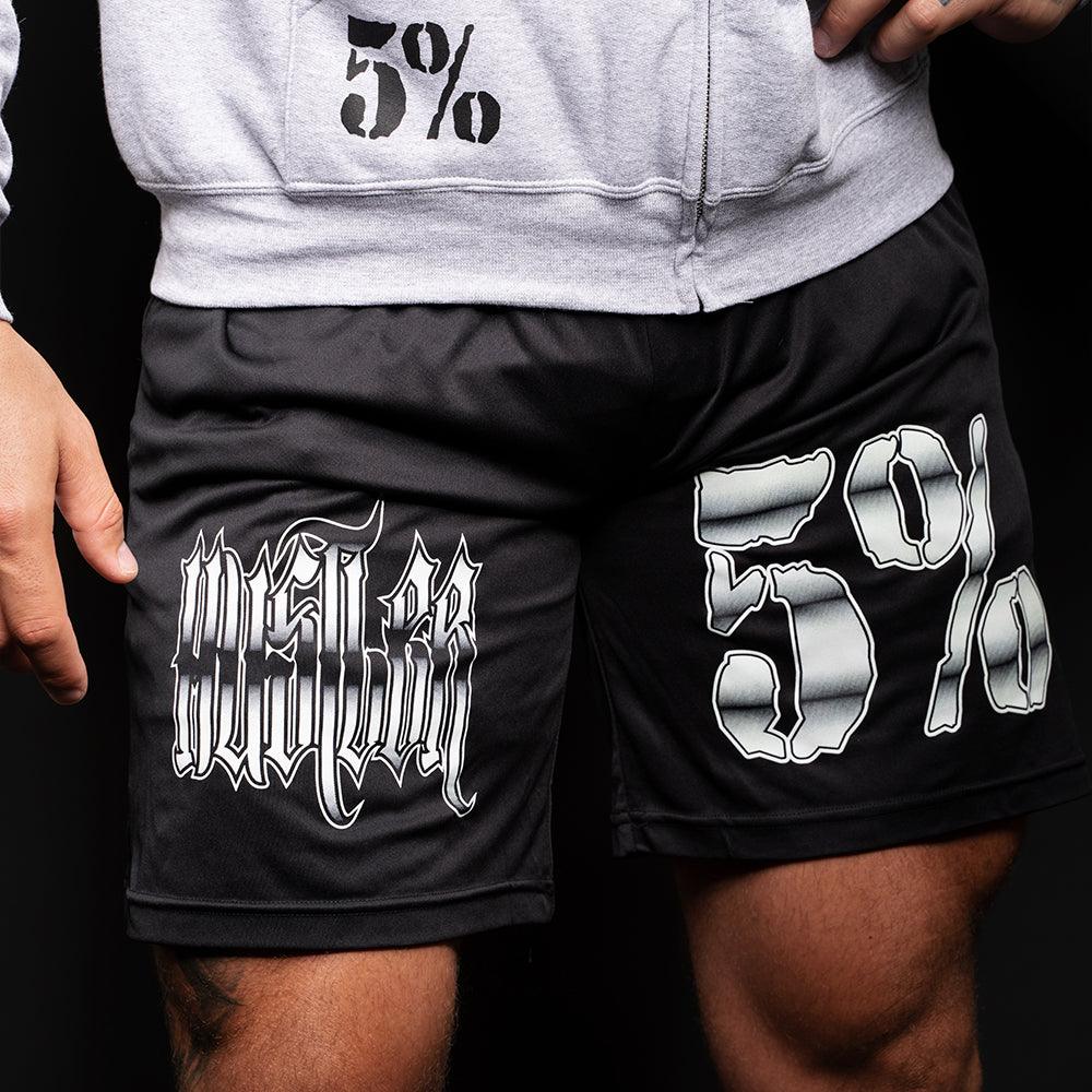 HUSTLER, Black Shorts with White Lettering - 5% Nutrition