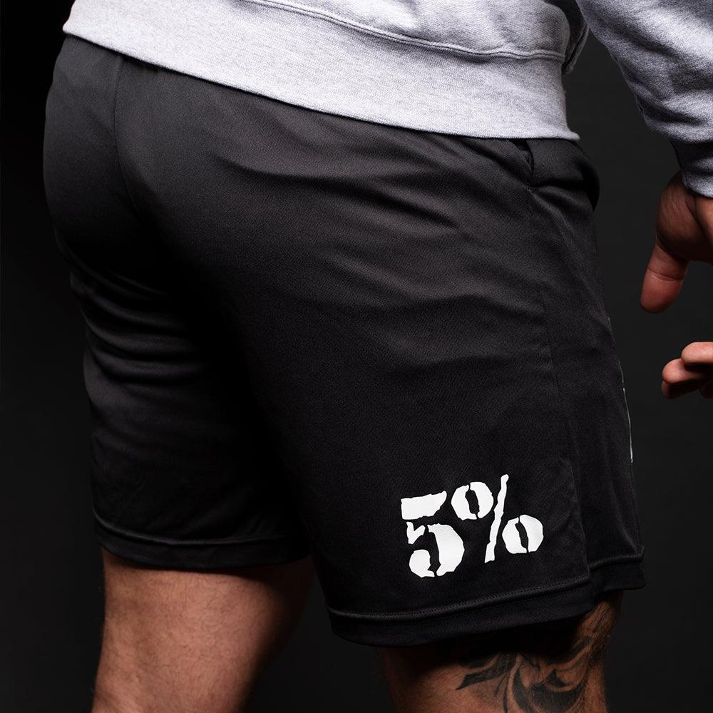 HUSTLER, Black Shorts with White Lettering - 5% Nutrition