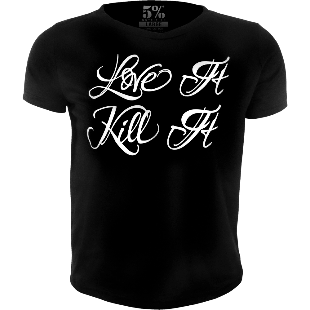 Love It Kill It, Women's Cropped T-Shirt (Black with White Lettering) - 5% Nutrition