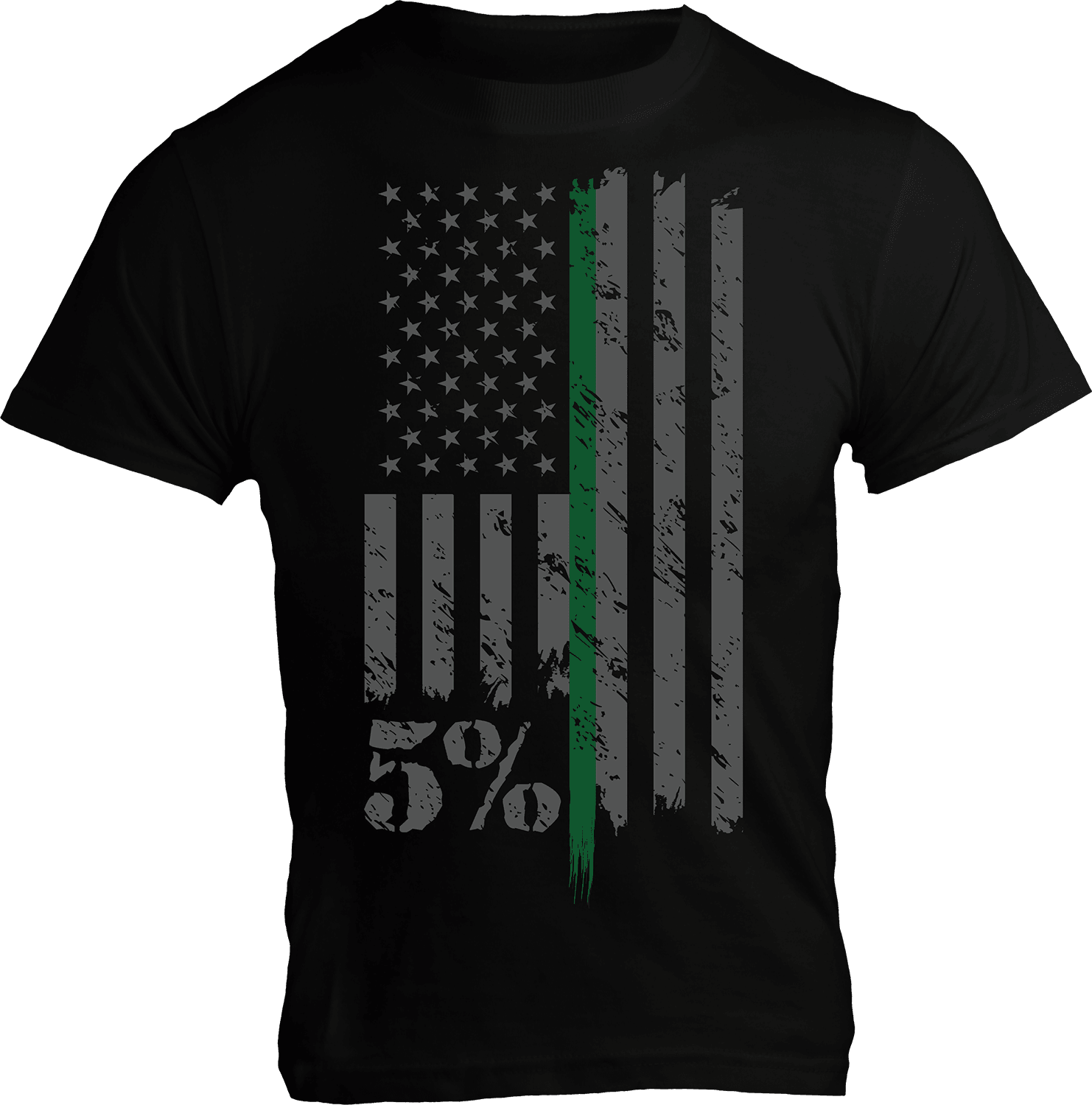 Military, Black T-Shirt with Gray and Green Graphic - 5% Nutrition