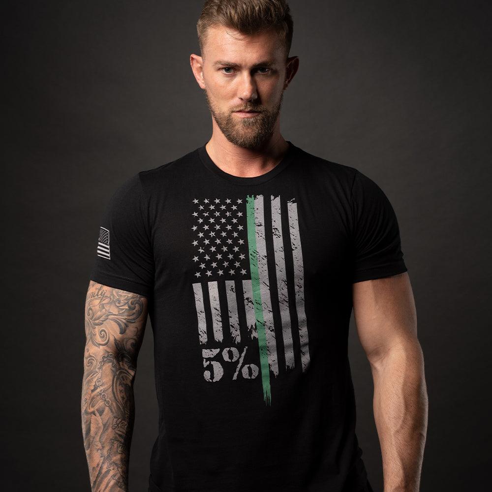 Military, Black T-Shirt with Gray and Green Graphic - 5% Nutrition