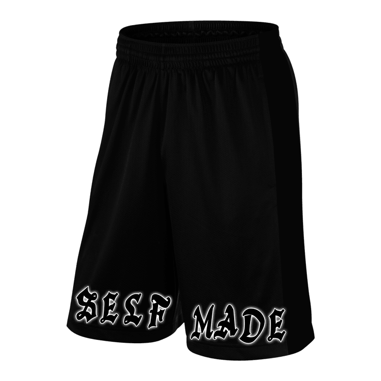 SELF MADE, Black Shorts with White Lettering - 5% Nutrition