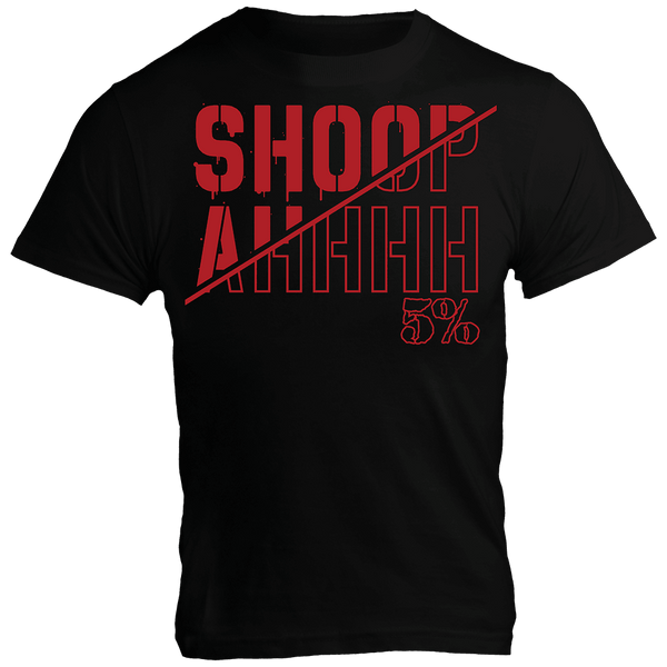 SHOOPAH, Black T-Shirt with Red Lettering - 5% Nutrition