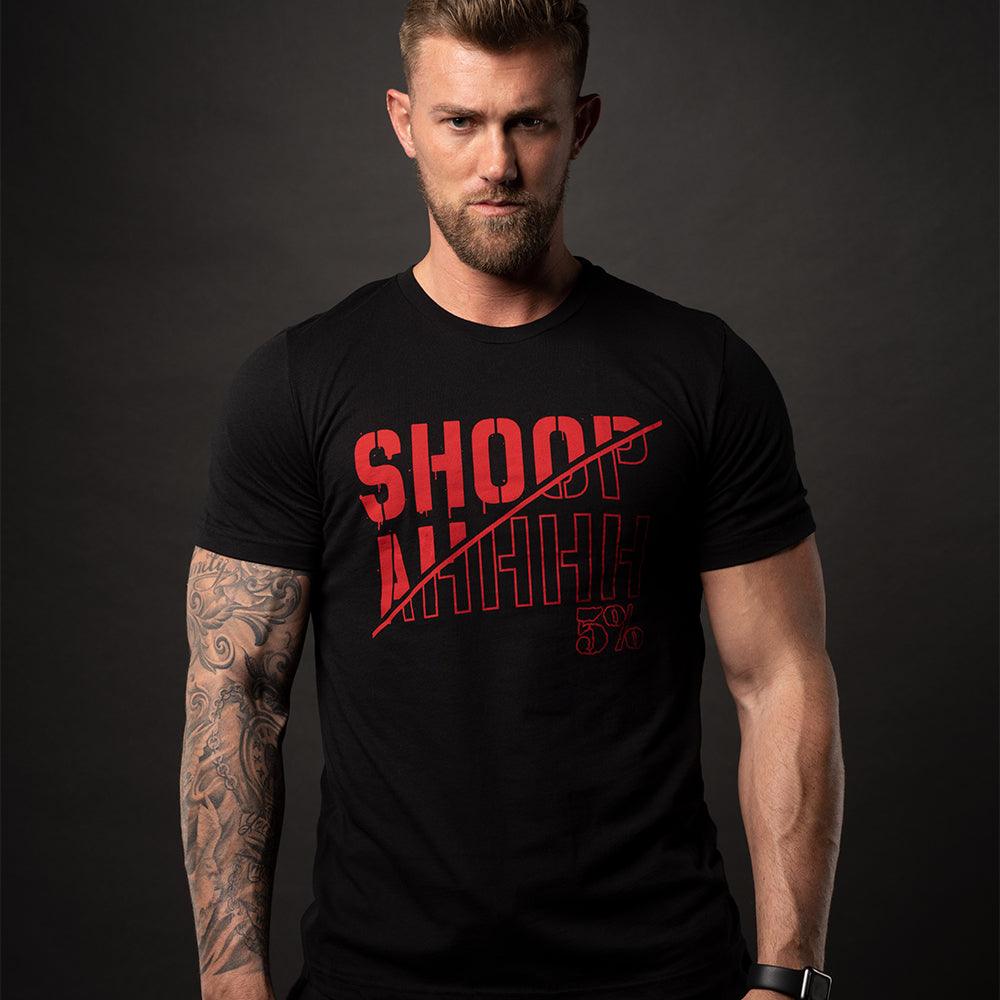 SHOOPAH, Black T-Shirt with Red Lettering - 5% Nutrition